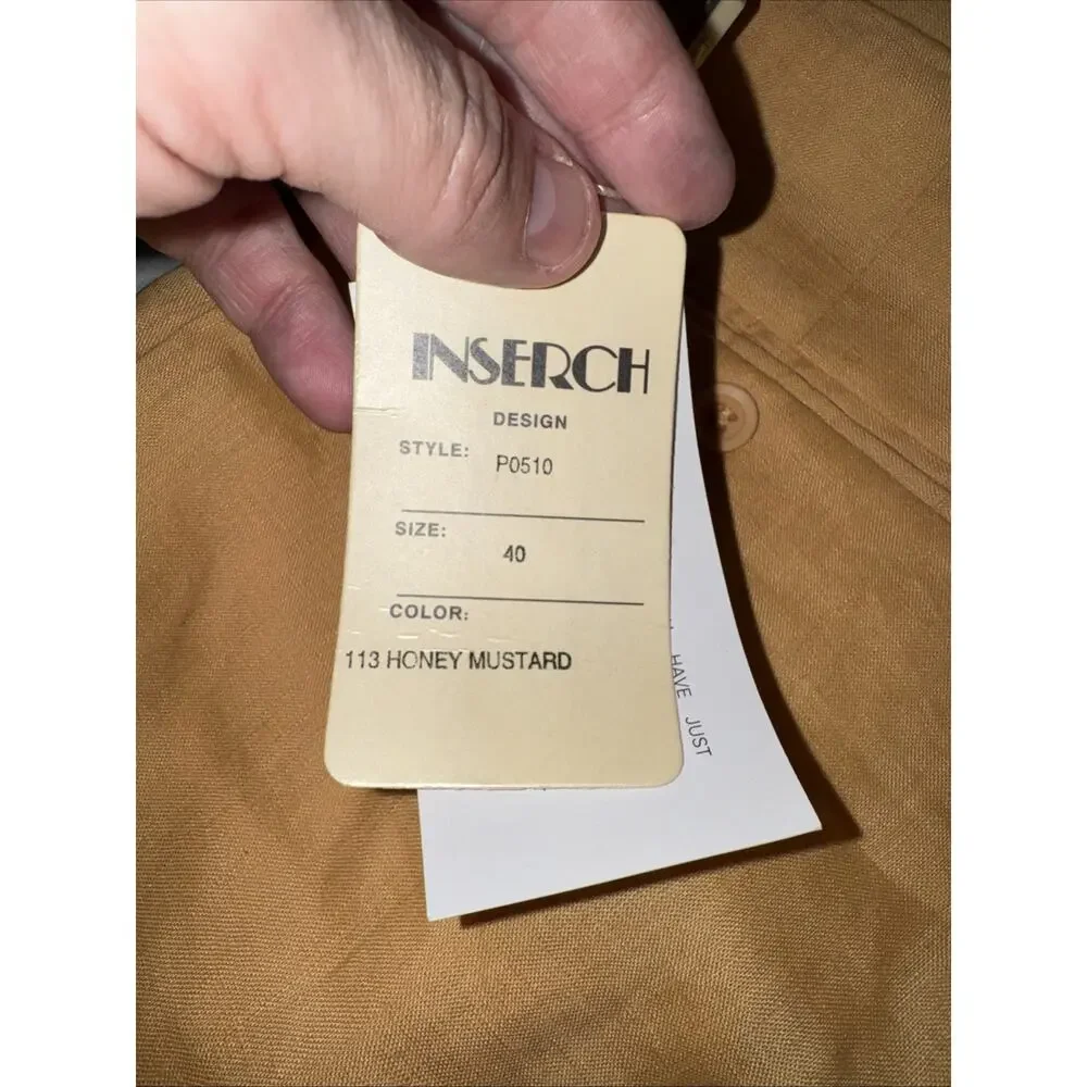 Inserch Linen Pants P0510-113 Honey Mustard Men’s 40 Made In Italy NWT